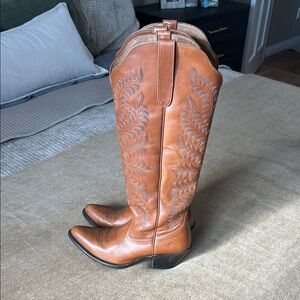 Ariat Tan Leather Tall Boots with Embroidery